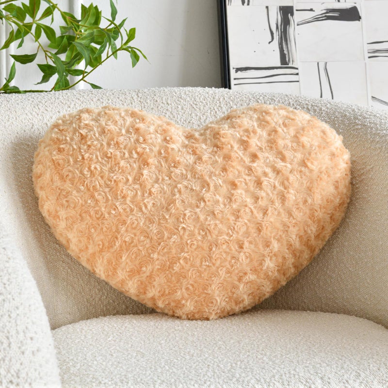 ZCNYCLAM Heart Pillow, Soft Heart Shaped Pillow with Room Decorative Throw Pillows for Bed Couch Chair Sofa, Heart Shaped Cute Throw Pillow Cushion for Bedroom Living Room (Khaki, Mini 12.9" x 9.8") - Image 1