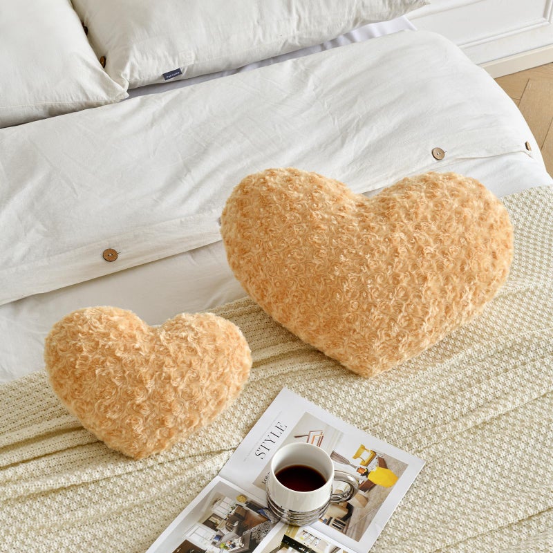 ZCNYCLAM Heart Pillow, Soft Heart Shaped Pillow with Room Decorative Throw Pillows for Bed Couch Chair Sofa, Heart Shaped Cute Throw Pillow Cushion for Bedroom Living Room (Khaki, Mini 12.9" x 9.8") - Image 4