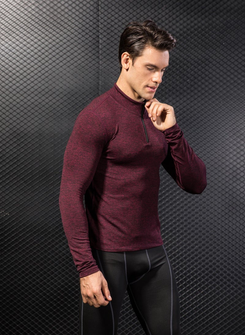 نيبمينينت Men Quick Dry Breathable Long Sleeve Shirt Red - Image 2