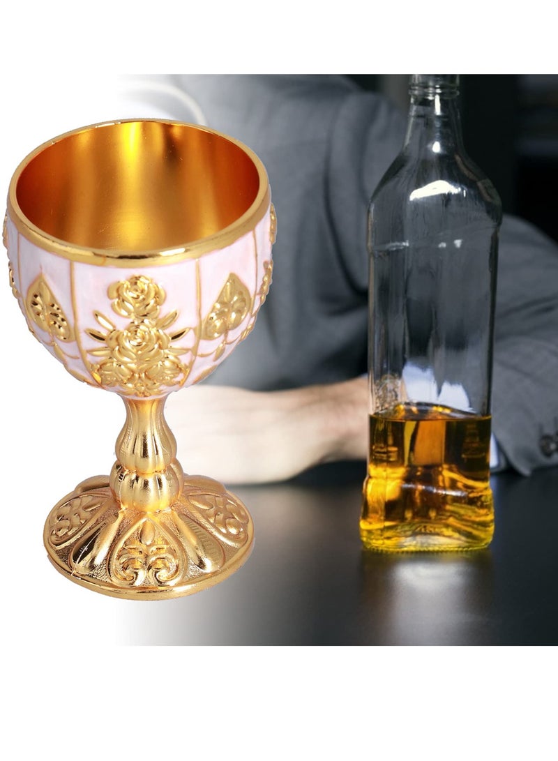 KASTWAVE Vintage Brass Embossed Goblet Cup, 2 Pcs 30mlGold Wine Glasses Wine Goblet, Goblet Golden Wine Glasses Embossed Cup Metal Embossed Wine Cup Wine Liqueur Cup Shot Glass for Kitchen  - Image 5