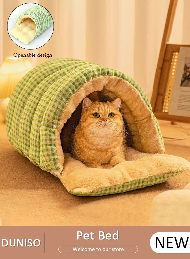 DUNISO Half-Enclosed Cat Bed,Cat House, Cat Cave, Cat Sleeping Bed,Soft Plush Indoor Pet Bed Sofa,Washable Dog Bed,Portable Winter Warm Pet Bed Puppy Dog Calming Bed,Foldable Pet Cave Bed for Dogs and Small Cats - Image 1