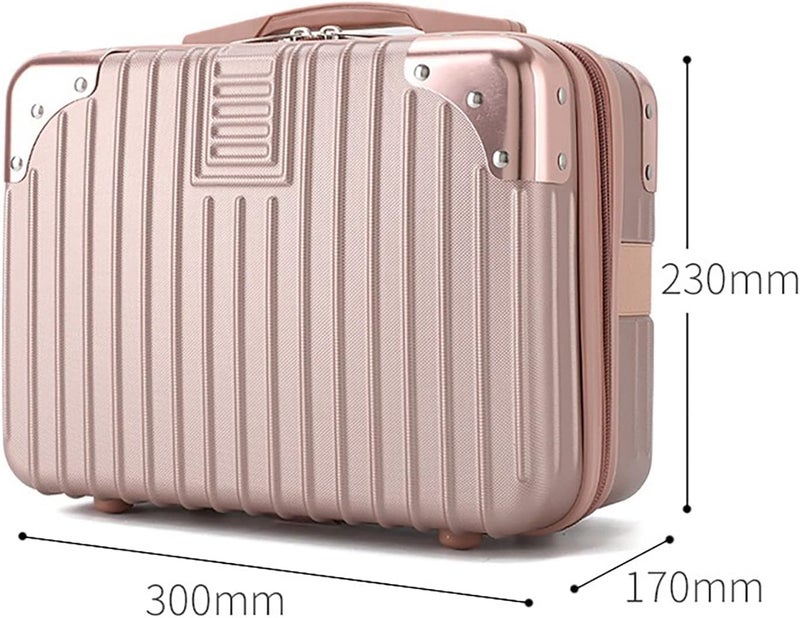 TONSYL Cosmetic Bag Makeup Travel Case Hard Shell Cosmetic Bag Small Portable Makeup Bag Hand Luggage with Elastic Band Mini ABS Carrying Suitcase for Women Girls Rose GoldWhiteBag - Image 2