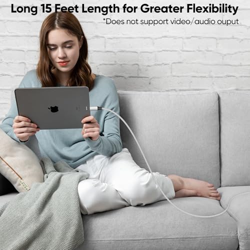 DteeDck 15 Ft USB C Cable Extra Long, 60W Fast Charging USBC to USB-C Cord, 480Mbps Data Transfer Type C Male to Male for Security Camera, Dash Cam, iPhone 17/16/15, Android Phone, iPad, Tablet - Image 2