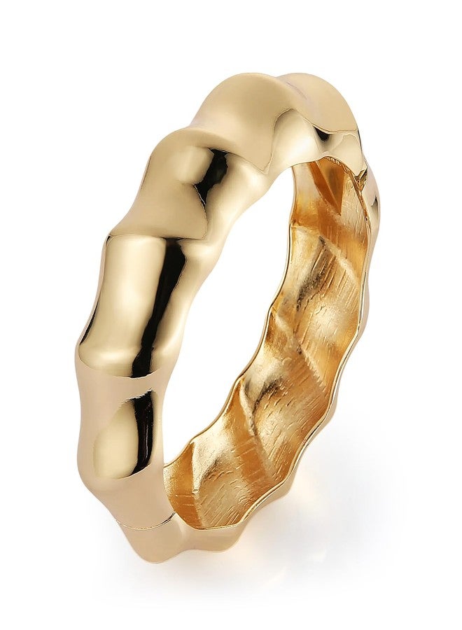HZMAN 7.0Inch Chunky Bracelets for Women Thick Wide Bangle Bracelet High Polished Irregular Open Hinge Wrist Cuff Bracelet Jewelry Gift (Gold) - Image 1