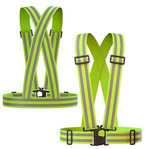 Apace Vision Reflective Vest (2 Pack) Lightweight, Adjustable & Elastic Safety & High Visibility for Running, Jogging, Walking, Cycling (Neon Yellow) - Image 1