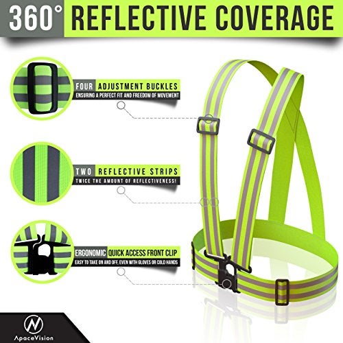 Apace Vision Reflective Vest (2 Pack) Lightweight, Adjustable & Elastic Safety & High Visibility for Running, Jogging, Walking, Cycling (Neon Yellow) - Image 4