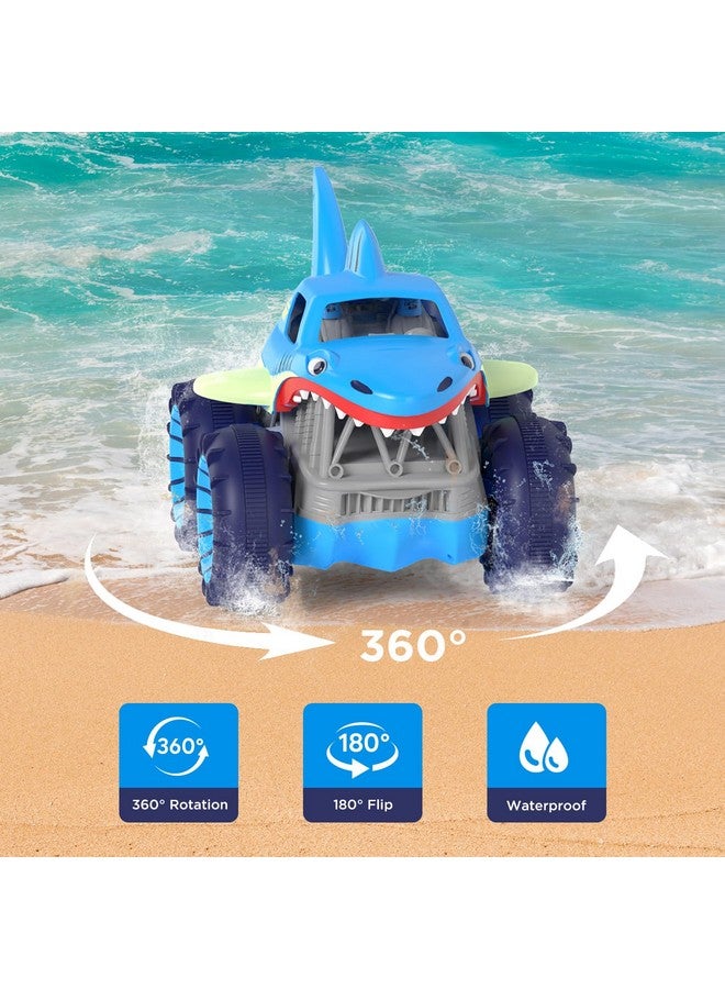 MaxTronic سيارة تحكم عن بعد بشحن مباشر على الجدار سيارات برمائية Rc مع 2.4Ghz 4Wd لجميع التضاريس شاحنة سمكة القرش المقاومة للماء ألعاب للأولاد والبنات من 3 إلى 12 سنة - Image 4