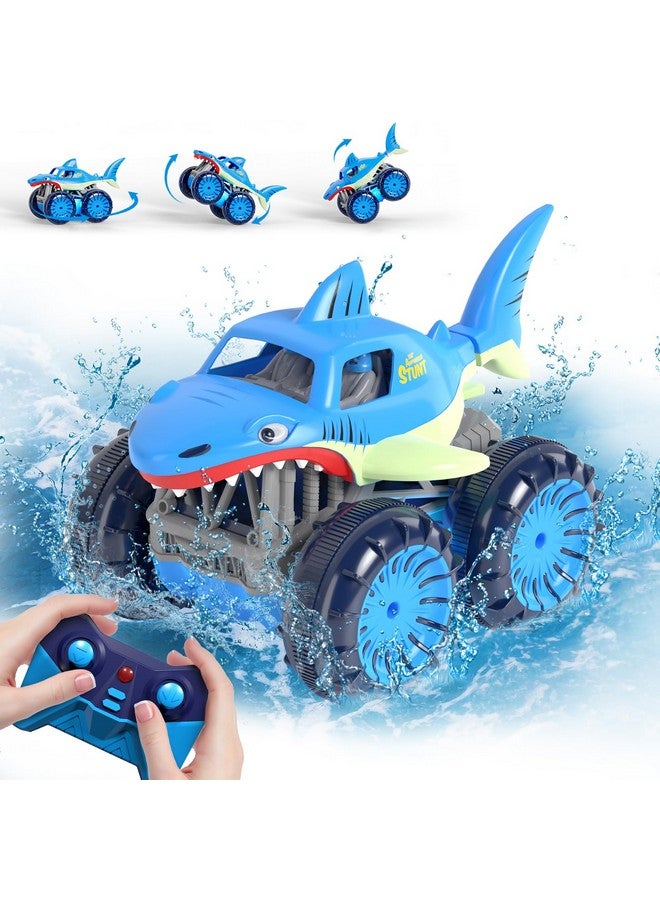 MaxTronic سيارة تحكم عن بعد بشحن مباشر على الجدار سيارات برمائية Rc مع 2.4Ghz 4Wd لجميع التضاريس شاحنة سمكة القرش المقاومة للماء ألعاب للأولاد والبنات من 3 إلى 12 سنة - Image 2