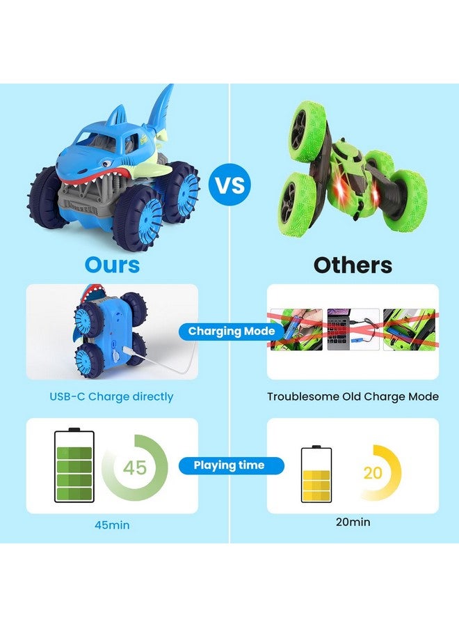 MaxTronic سيارة تحكم عن بعد بشحن مباشر على الجدار سيارات برمائية Rc مع 2.4Ghz 4Wd لجميع التضاريس شاحنة سمكة القرش المقاومة للماء ألعاب للأولاد والبنات من 3 إلى 12 سنة - Image 3