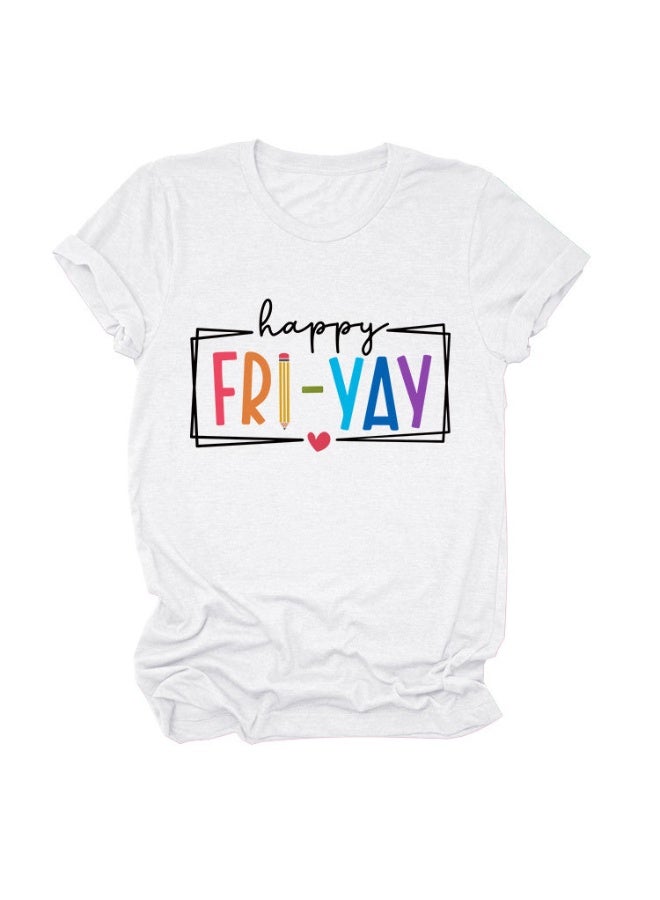 Teacher Shirts Women Happy Friday Shirt Teacher Friyay T-Shirt Teacher Appreciation Graphic Tees Funny Weekend Tops - Image 1