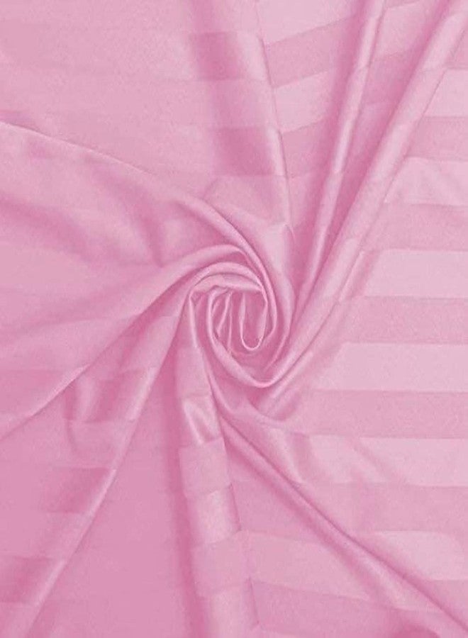 Neekshaa 300 TC Satin Double Bedsheet, Satin Stripes/Lining Stripes Double Bedsheet with Two Pillow Covers (Baby Pink) - Image 2