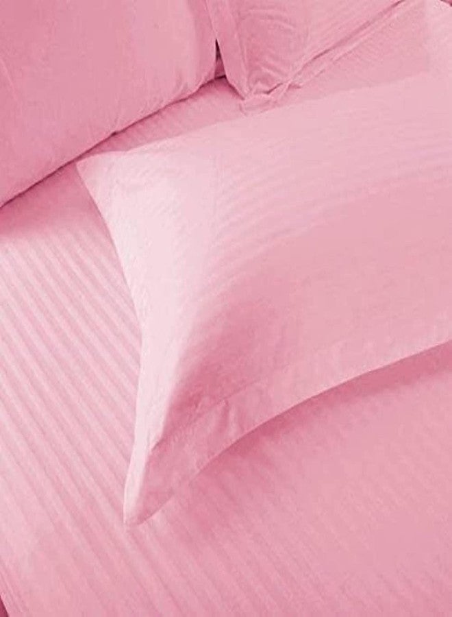 Neekshaa 300 TC Satin Double Bedsheet, Satin Stripes/Lining Stripes Double Bedsheet with Two Pillow Covers (Baby Pink) - Image 3