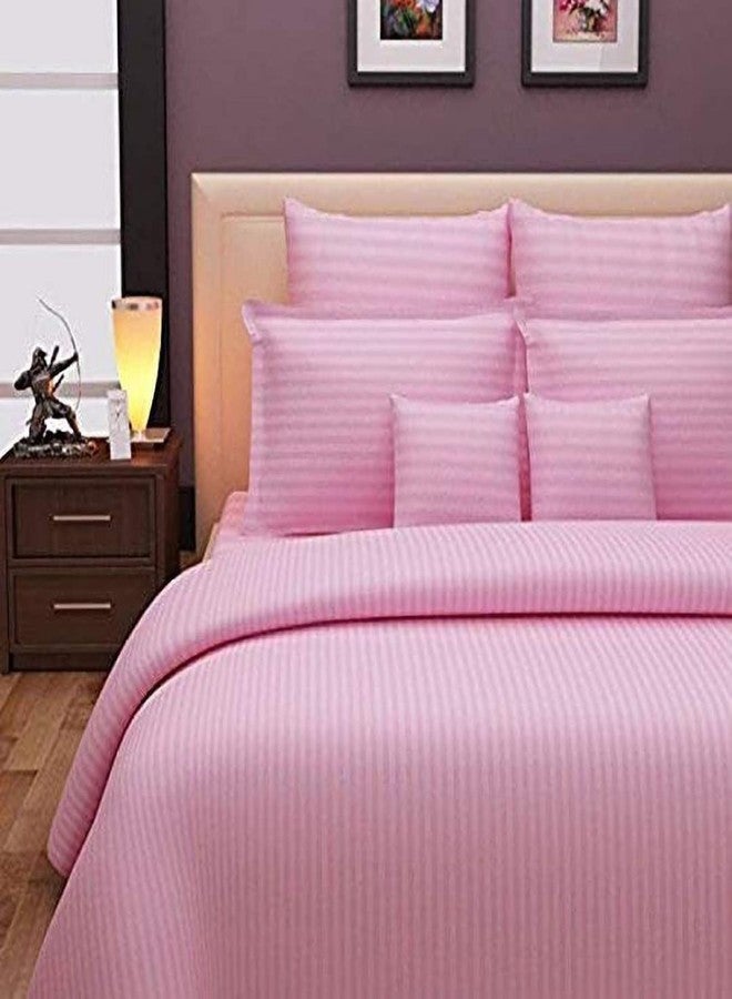 Neekshaa 300 TC Satin Double Bedsheet, Satin Stripes/Lining Stripes Double Bedsheet with Two Pillow Covers (Baby Pink) - Image 4