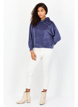 Aerie Women Petite Fleece Hoodie, Blue  - Image 4