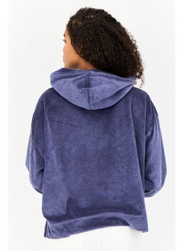 Aerie Women Petite Fleece Hoodie, Blue  - Image 3