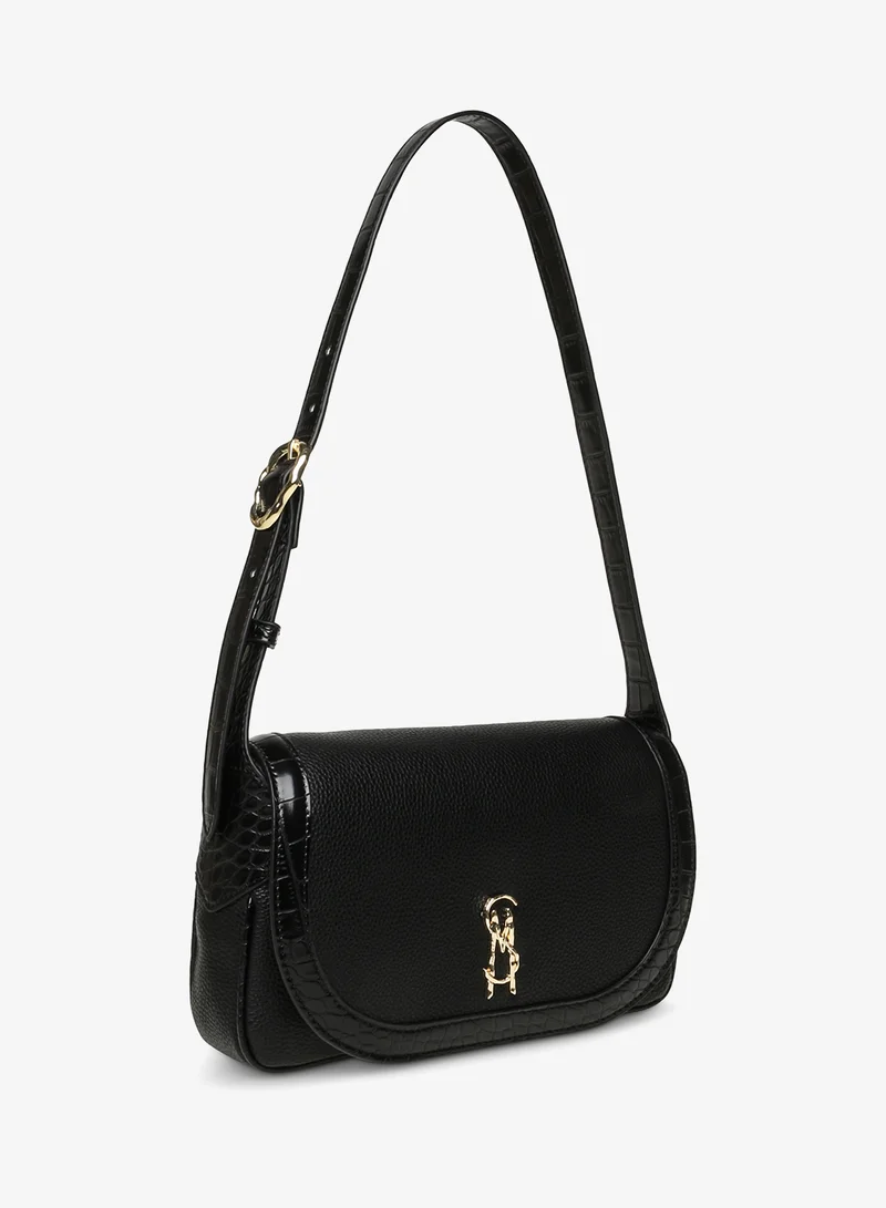 Steve Madden BLACK/GOLD Croco Pebble PU Shoulder Bag for Women | Best Price UAE