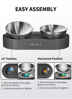 PetKit Raised Dog Cat Food Bowl 304 Stainless Steel, Elevated Pet Food and Water Bowl Dishes, Elevated Cat Bowls, Non-Slip Tilted Cat Bowl No Spill  - Image 4