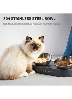 PetKit Raised Dog Cat Food Bowl 304 Stainless Steel, Elevated Pet Food and Water Bowl Dishes, Elevated Cat Bowls, Non-Slip Tilted Cat Bowl No Spill  - Image 2