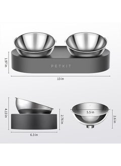PetKit Raised Dog Cat Food Bowl 304 Stainless Steel, Elevated Pet Food and Water Bowl Dishes, Elevated Cat Bowls, Non-Slip Tilted Cat Bowl No Spill  - Image 3