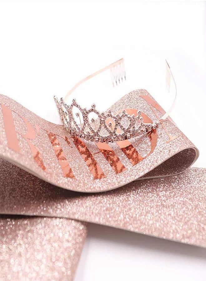 JEMICA Birthday Girl Sash & Rhinestone Tiara Kit - Rose Gold Birthday Gifts Glitter Birthday Sash Birthday Party Favors - Image 3