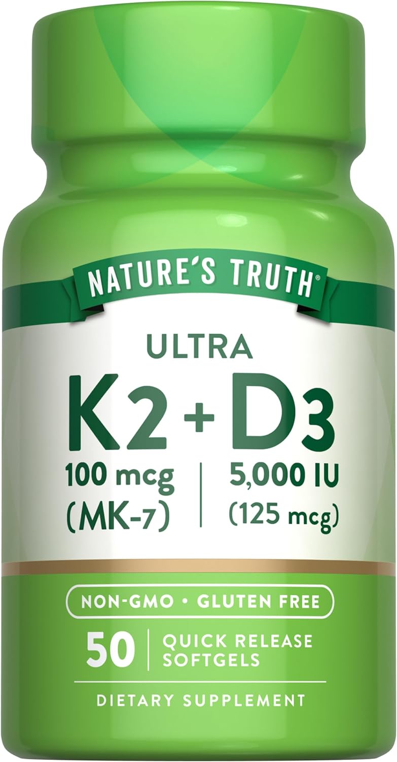 natures truth Vitamin K2 + D3 Softgels 50 Count - Image 1