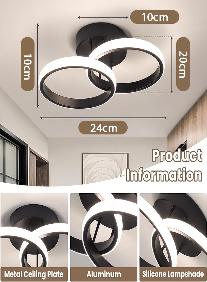 10 Inch Round Modern Led Ceiling Light Fixtures, 3 Color Dimmable Led Hallway Light, Bathroom Close to Ceiling Lights for Bedroom Kitchen Corridor Stair Aisle Lamps (Black) - Image 2