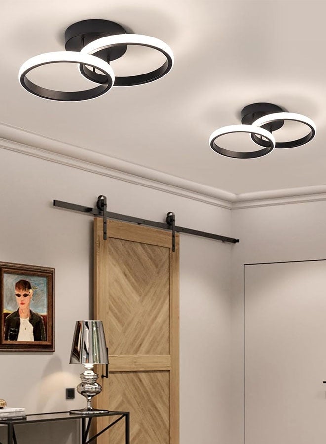 10 Inch Round Modern Led Ceiling Light Fixtures, 3 Color Dimmable Led Hallway Light, Bathroom Close to Ceiling Lights for Bedroom Kitchen Corridor Stair Aisle Lamps (Black) - Image 5