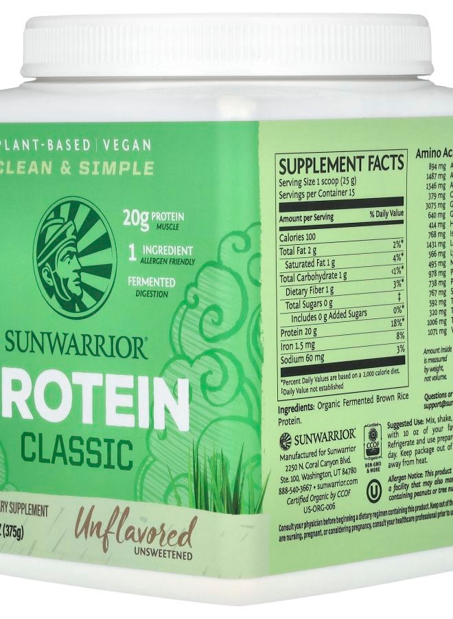 Sunwarrior Classic Protein Unflavored 13.2 oz (375 g) - Image 2