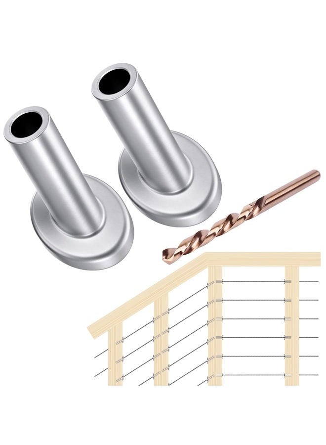 CKE [Patent Design] 40 Pack T316 Marine Grade Stainless Steel 30 Degree Angle Beveled Protector Sleeves Wood Post Protector for 1/8 Wire Rope Cable Railing, DIY Balustrade, Come with a Free Drill Bit - Image 1
