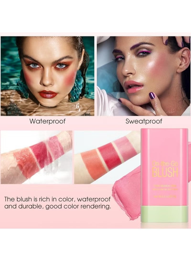 Meidián 3 Pcs Blush Sticks, 3 Colors Cream Makeup Blush Wand Set, Multi-Use Solid Blush Stick for Long-Lasting Waterproof Moisturizer, Blendable Blush Contour Stick for Eyes Lips Cheek - Image 5