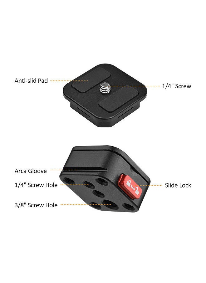 Generic - Aluminum Alloy Quick Release Plate Tripod QR Plate Camera Mount Adapter Quick Setup with 1/4 Inch Screw for DSLR Camera - Image 1