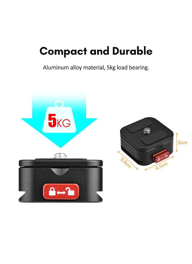 Generic - Aluminum Alloy Quick Release Plate Tripod QR Plate Camera Mount Adapter Quick Setup with 1/4 Inch Screw for DSLR Camera - Image 1