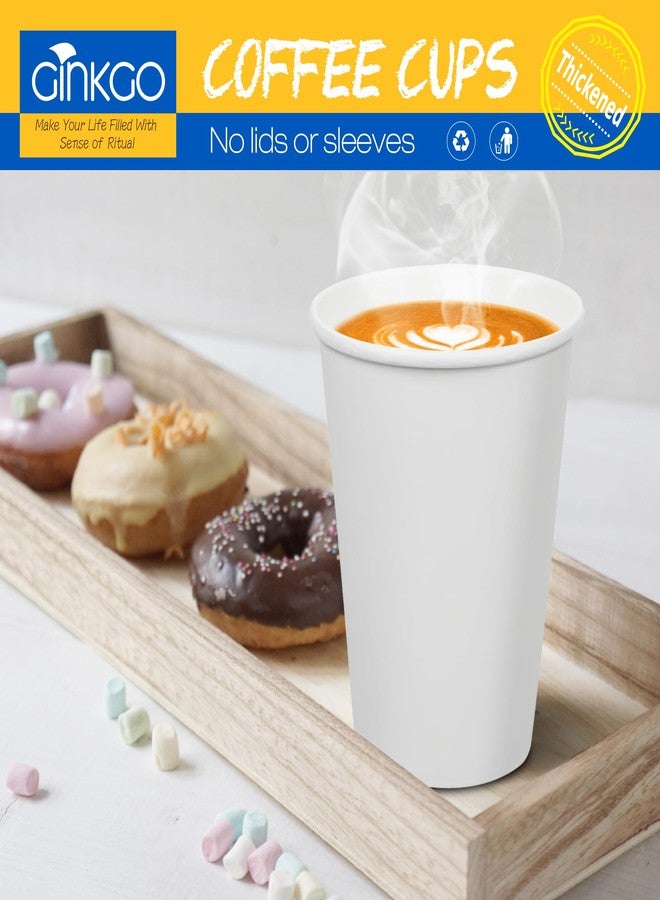 Ginkgo 200 Count 12 oz Disposable Coffee Cups Leak Proof Paper Cups Thickened Paper White Hot Coffee Cups - Image 4