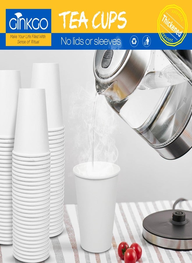 Ginkgo 200 Count 12 oz Disposable Coffee Cups Leak Proof Paper Cups Thickened Paper White Hot Coffee Cups - Image 5