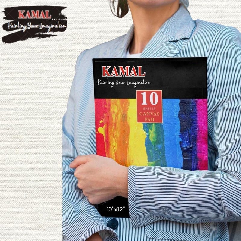 KAMAL Combo Canvas Pad, Glue Bound, White, 10 Sheets - 100% Natural Cotton Canvas Sheets, Acid Free, Fungus Resistant - Canva-Paper Pad Triple Primed with Acrylic Titanium for Oil or Acrylic Paints - Image 3