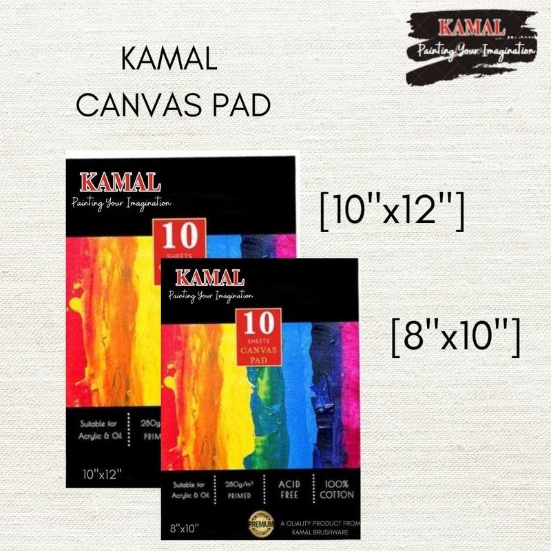 KAMAL Combo Canvas Pad, Glue Bound, White, 10 Sheets - 100% Natural Cotton Canvas Sheets, Acid Free, Fungus Resistant - Canva-Paper Pad Triple Primed with Acrylic Titanium for Oil or Acrylic Paints - Image 2