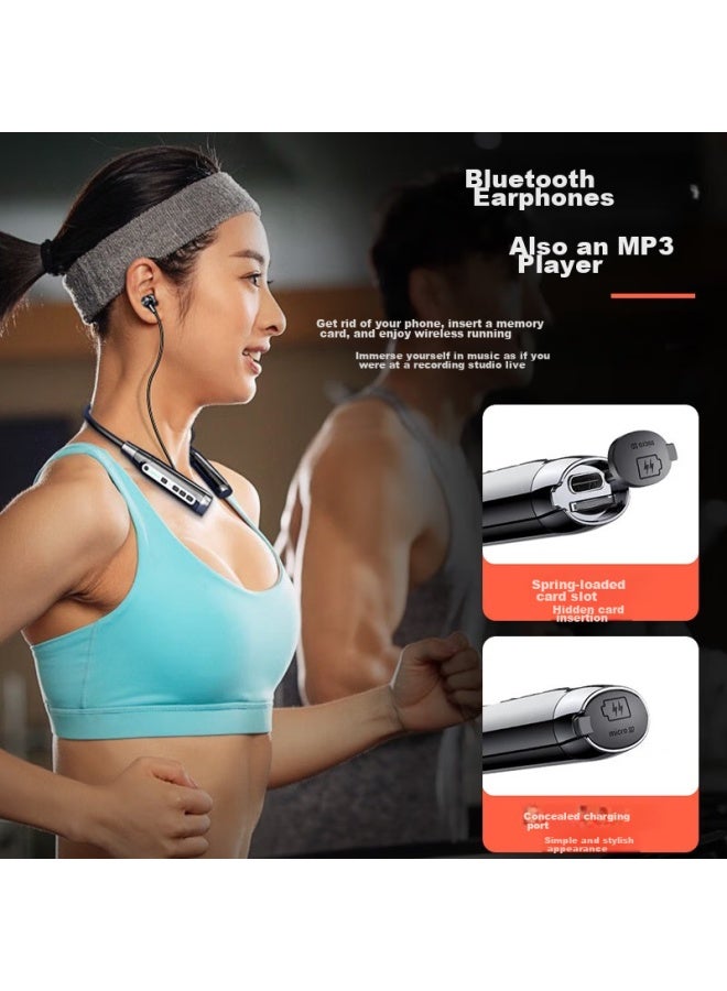 Oksj سماعات بلوتوث لاسلكية، طراز Neckband للجري، مزودة بفتحة للبطاقة، عمر بطارية فائق الطول، تصميم شبه مغناطيسي، حزام رقبة عازل للضوضاء، متوافقة مع هواتف Xiaomi وApple وهواتف Android - Image 2