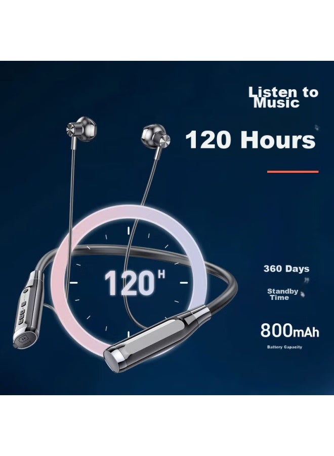 Oksj سماعات بلوتوث لاسلكية، طراز Neckband للجري، مزودة بفتحة للبطاقة، عمر بطارية فائق الطول، تصميم شبه مغناطيسي، حزام رقبة عازل للضوضاء، متوافقة مع هواتف Xiaomi وApple وهواتف Android - Image 3