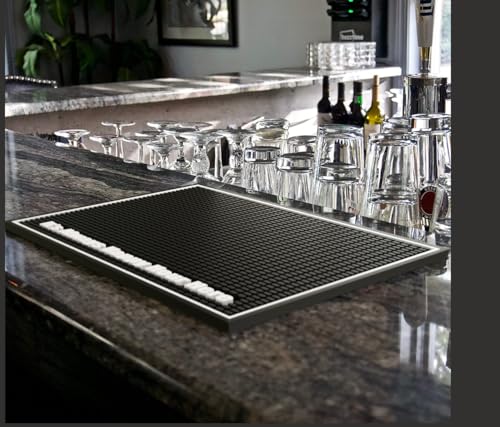 Highball  Chaser Highball & Chaser Premium Custom Bar Mat 18in x 12in 1cm Thick Durable and Stylish Service Bar Mat for Spills, Coffee, Bars, Restaurants, Counter Top Dish Drying Mat (Happy Hour) - Image 2