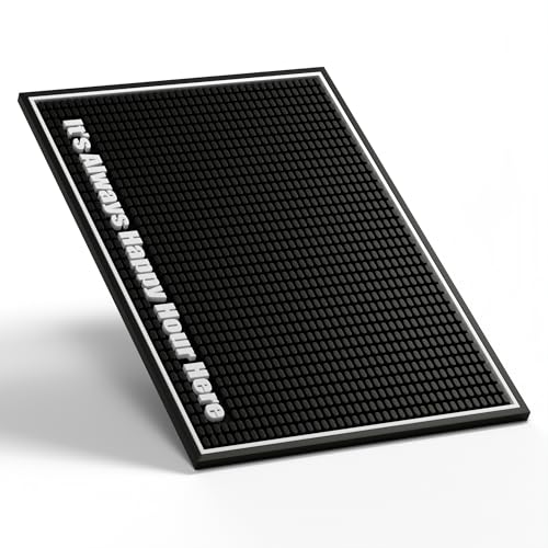 Highball  Chaser Highball & Chaser Premium Custom Bar Mat 18in x 12in 1cm Thick Durable and Stylish Service Bar Mat for Spills, Coffee, Bars, Restaurants, Counter Top Dish Drying Mat (Happy Hour) - Image 4