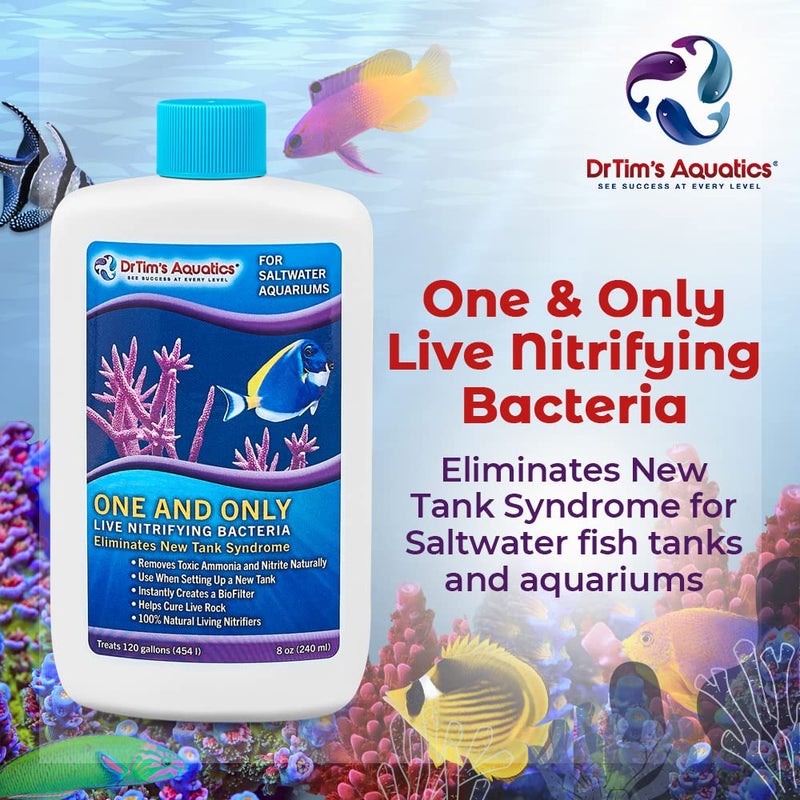 DrTim's Aquatics Dr. Tim’s Aquatics Saltwater One & Only Nitrifying Bacteria – For New Fish Tanks, Aquariums, Water Filtering, Disease Treatment – H20 Pure Fish Tank Cleaner – Removes Toxins – 8 Oz. - Image 2