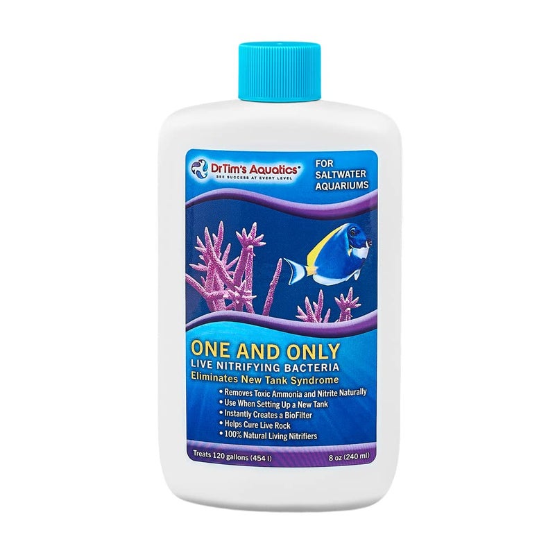 DrTim's Aquatics Dr. Tim’s Aquatics Saltwater One & Only Nitrifying Bacteria – For New Fish Tanks, Aquariums, Water Filtering, Disease Treatment – H20 Pure Fish Tank Cleaner – Removes Toxins – 8 Oz. - Image 1