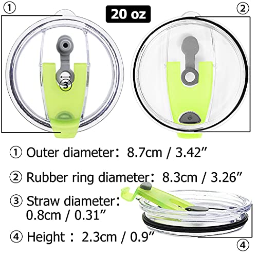 CNYMANY 3 Packs Lids for 20oz Tumblers, CNYMANY Spill-proof Splash Resistant Straw-friendly Cover for Old Style Rtic, Ozark Trail 20 oz. Cups - Green, Rose Red, Gray - Image 3
