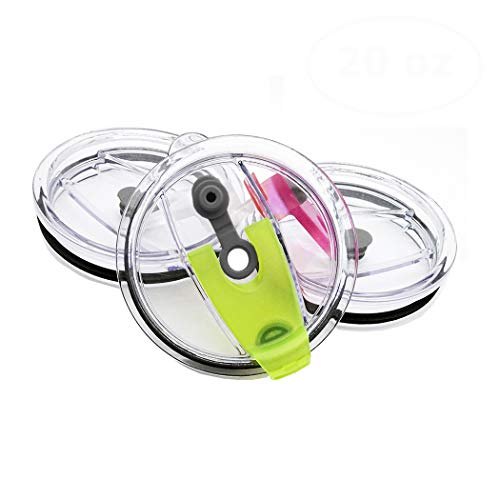 CNYMANY 3 Packs Lids for 20oz Tumblers, CNYMANY Spill-proof Splash Resistant Straw-friendly Cover for Old Style Rtic, Ozark Trail 20 oz. Cups - Green, Rose Red, Gray - Image 1