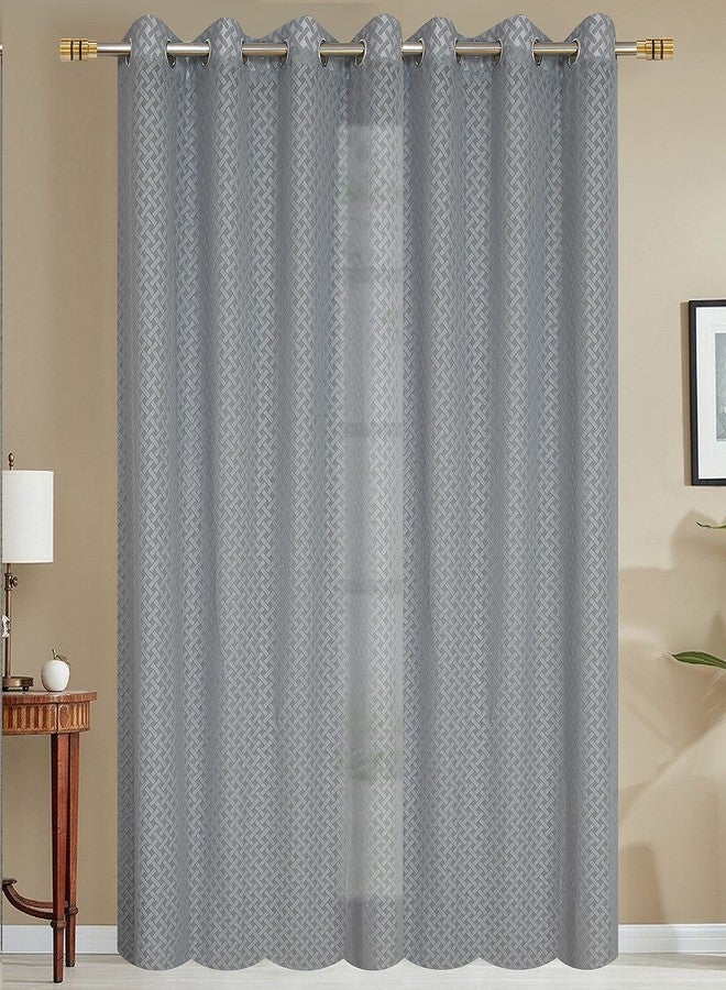 YUKANY Sheer Floral Transparent Net Curtains for Living Room I (1 Pc. Grey Cross, Long Door_9FT) - Image 2