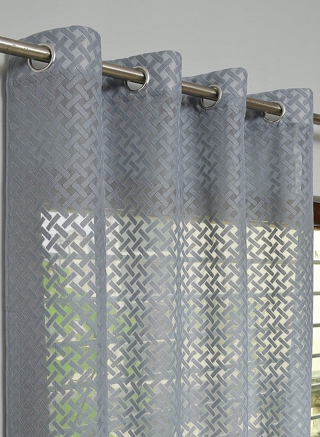 YUKANY Sheer Floral Transparent Net Curtains for Living Room I (1 Pc. Grey Cross, Long Door_9FT) - Image 1