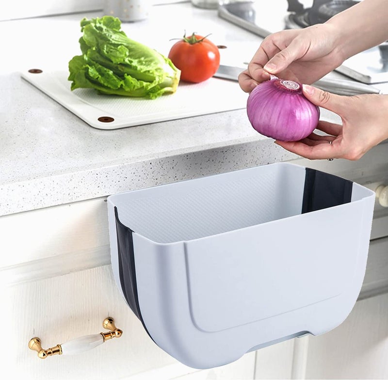 BanYakong Hanging Folding Mini Trash Can for Kitchen Cabinet Door, Small Collapsible Garbage Bin Under Sink,Wall Mounted Folding Waste Bin- Mini Garbage Container for Cabinet/Bedroom/Bathroom (3L) (Black) - Image 1