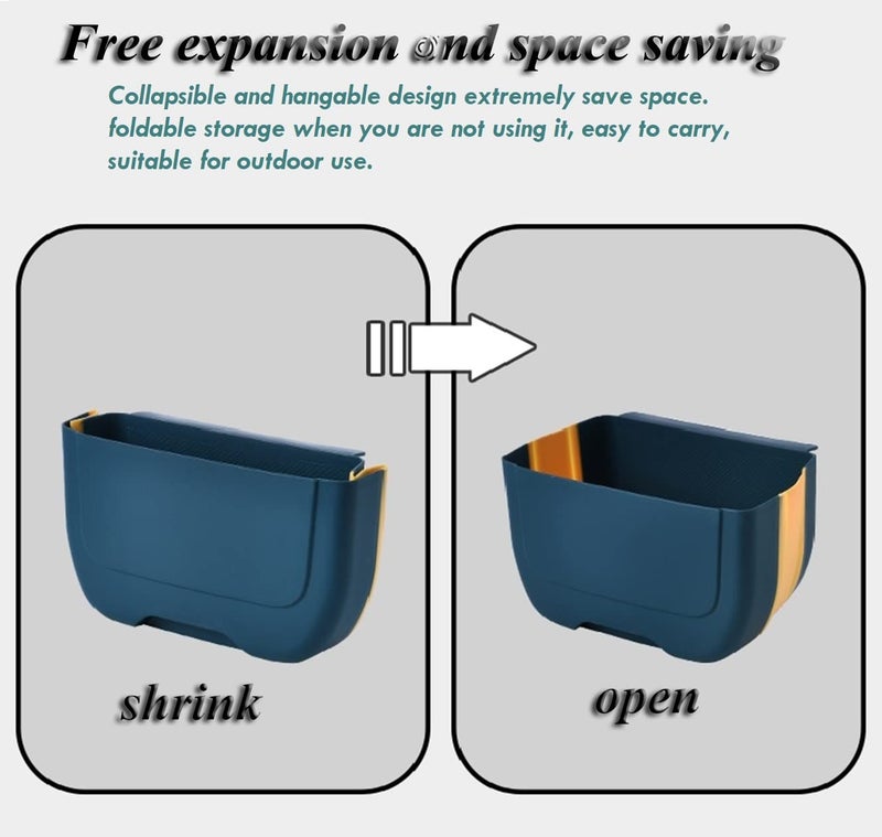 BanYakong Hanging Folding Mini Trash Can for Kitchen Cabinet Door, Small Collapsible Garbage Bin Under Sink,Wall Mounted Folding Waste Bin- Mini Garbage Container for Cabinet/Bedroom/Bathroom (3L) (Black) - Image 3