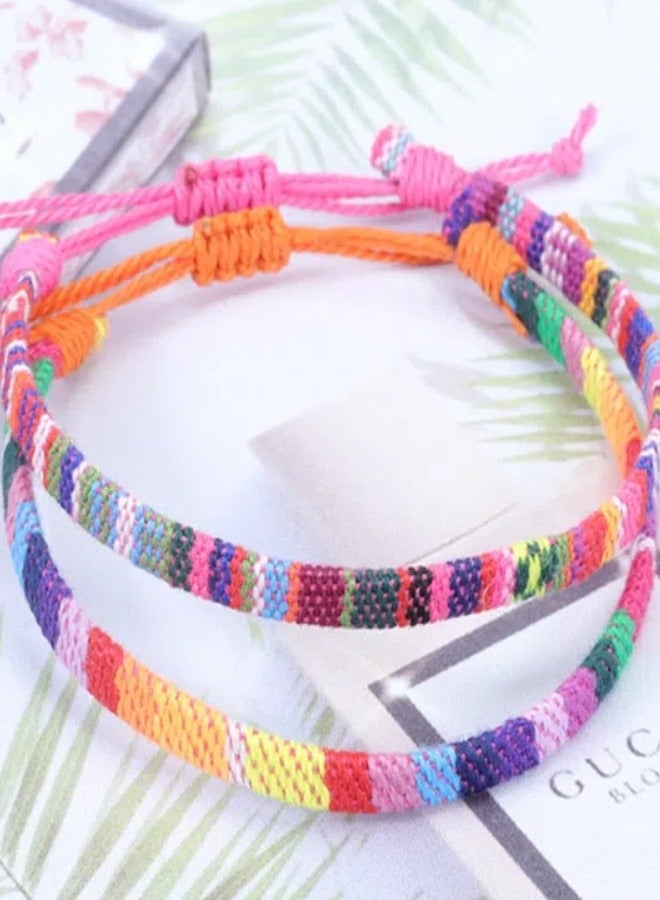 البوهيمي نمط نسيج القطن والقنب المنسوجة سوار . صديقة للبيئة ديي مجموعة سوار 5 قطعة - Image 3