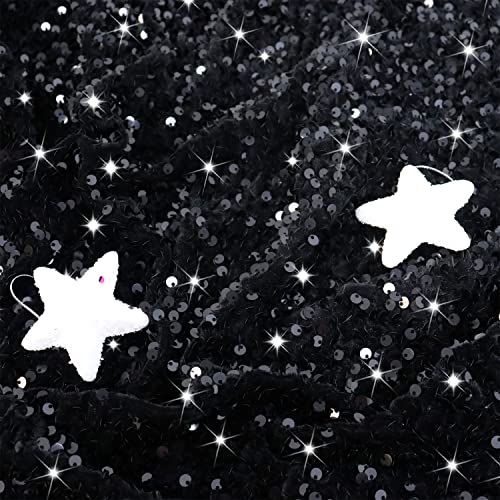 FOTSHARER Black Sequin Fabric by The Yard 1 Yard Velvet Fabric for Sewing Flip Sequins Material Sparkle Sequence Fabric Stretch Glitter Material for Wedding Dress Banquet Thick Quilting Mesh Fabric - Image 3